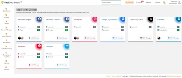 ViralDashboard Manage Brands